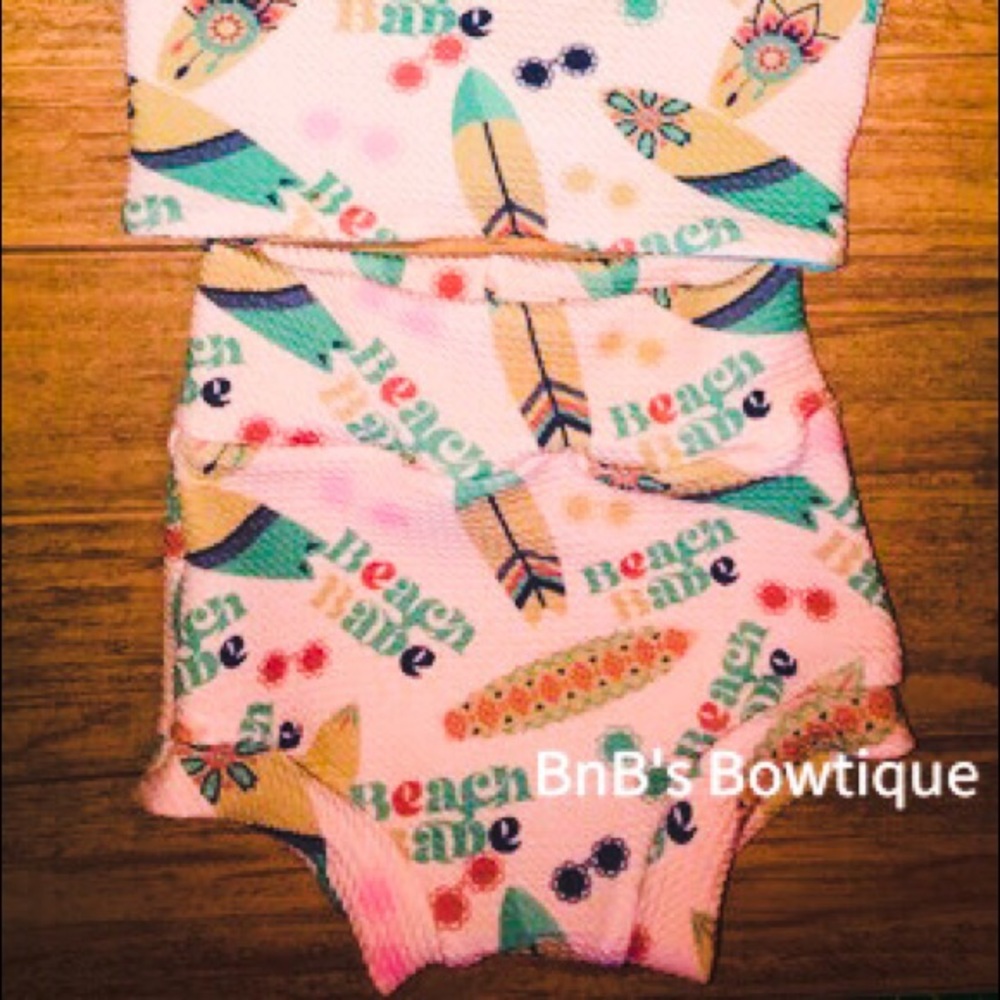 Beach babe bummies, halter top, and headwrap